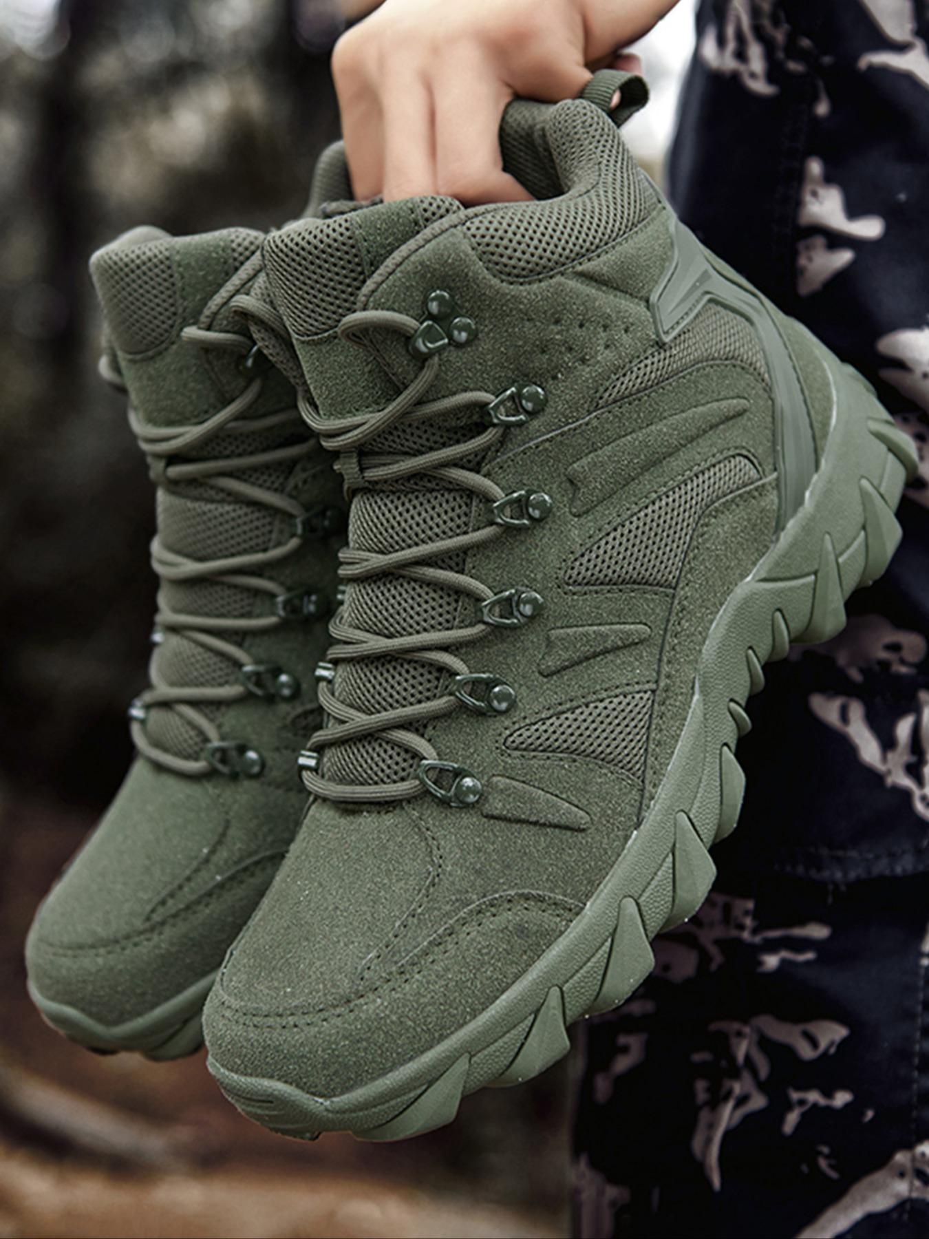 Men's Fashionable Plain Color Boots, Casual Comfortable Breathable Non-slip Boots, Outdoor Boots for Men, Lightweight Tactical Boots