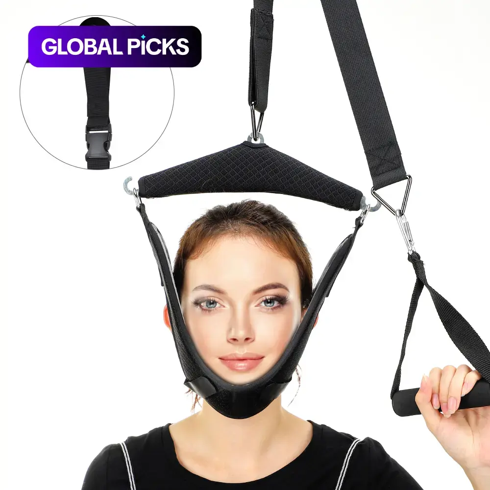 Home Hanging Neck Stretcher with Detachable 2-in-1 Design, Lightweight Aluminum Frame with Cushion Straps, Portable Tool-Free Installation, Ideal for Neck Tension Relief, Relaxation, Home Use