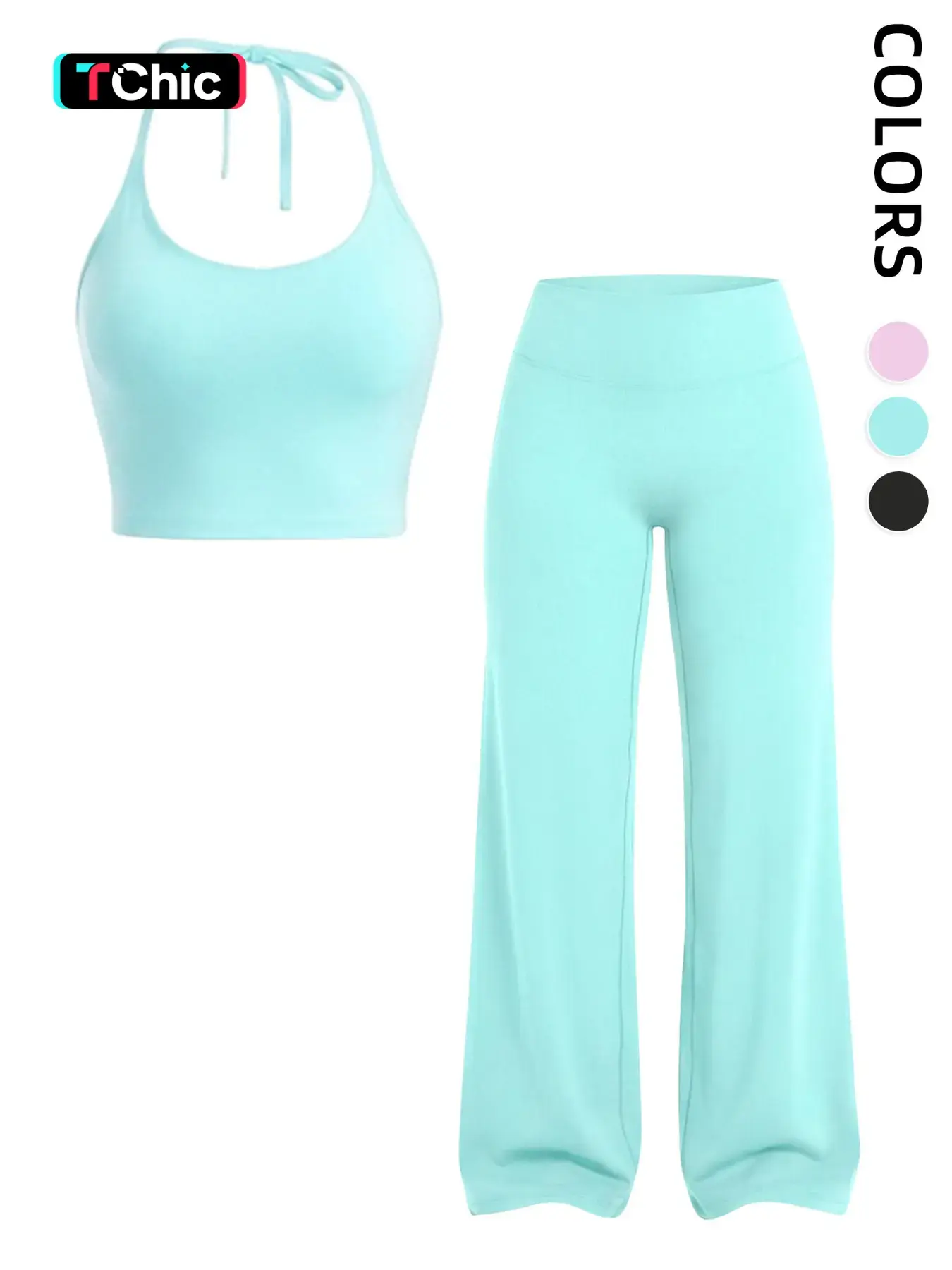 Women's 2-Piece Sporty Yoga Set, Strapless Backless Top and Wide Leg Pants, Running Fitness Gym Wear, Backless Gym Activewear, Pilates Exercise, High Elastic Activewear, Athletic Sets, Workout Gym Outfit