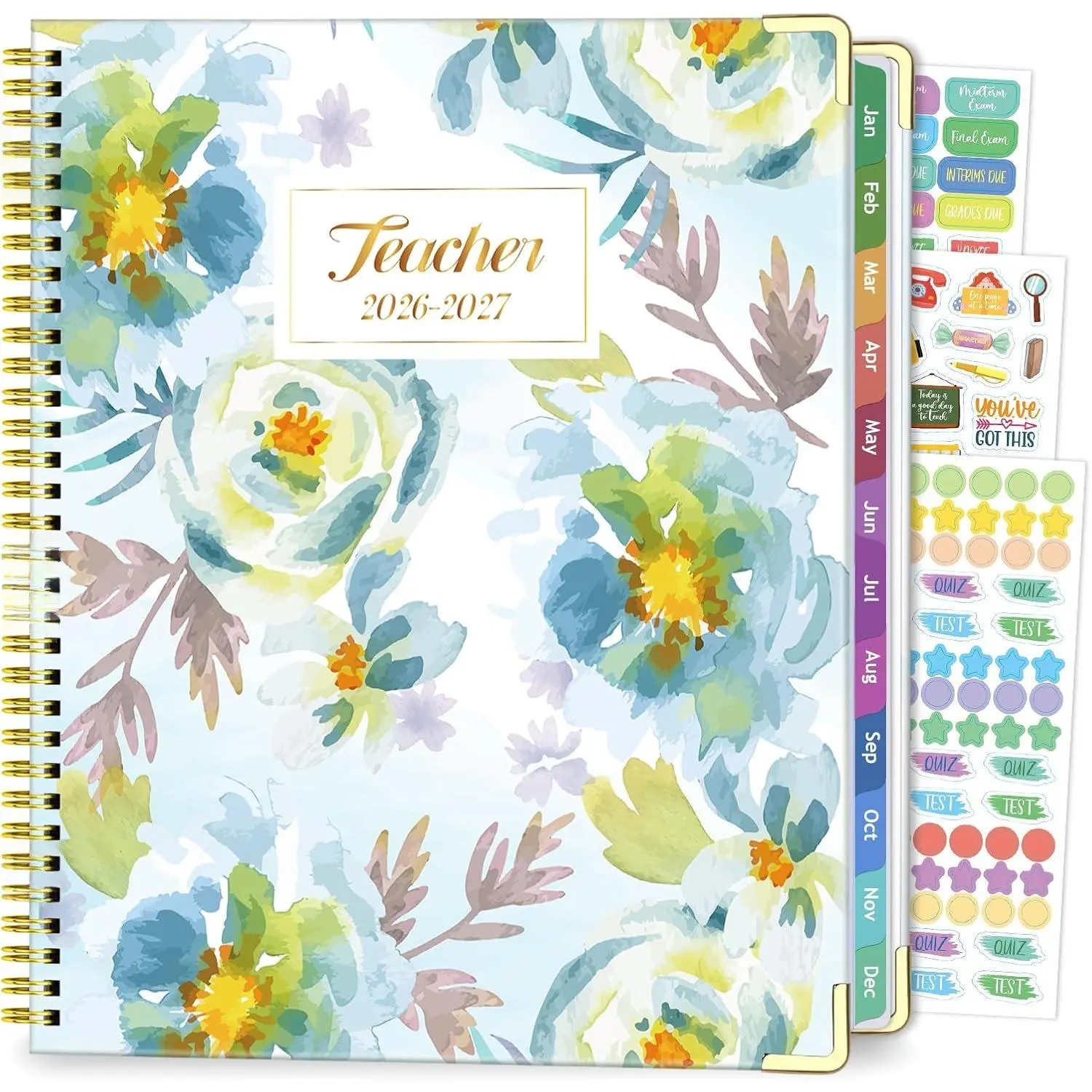 Teacher Planner 2026-2027, July 2026 to June 2027 Academic Year, 8.5" x 11" Lesson Planner Book for Teachers with Colorful Tabs, Hardcover, Blue