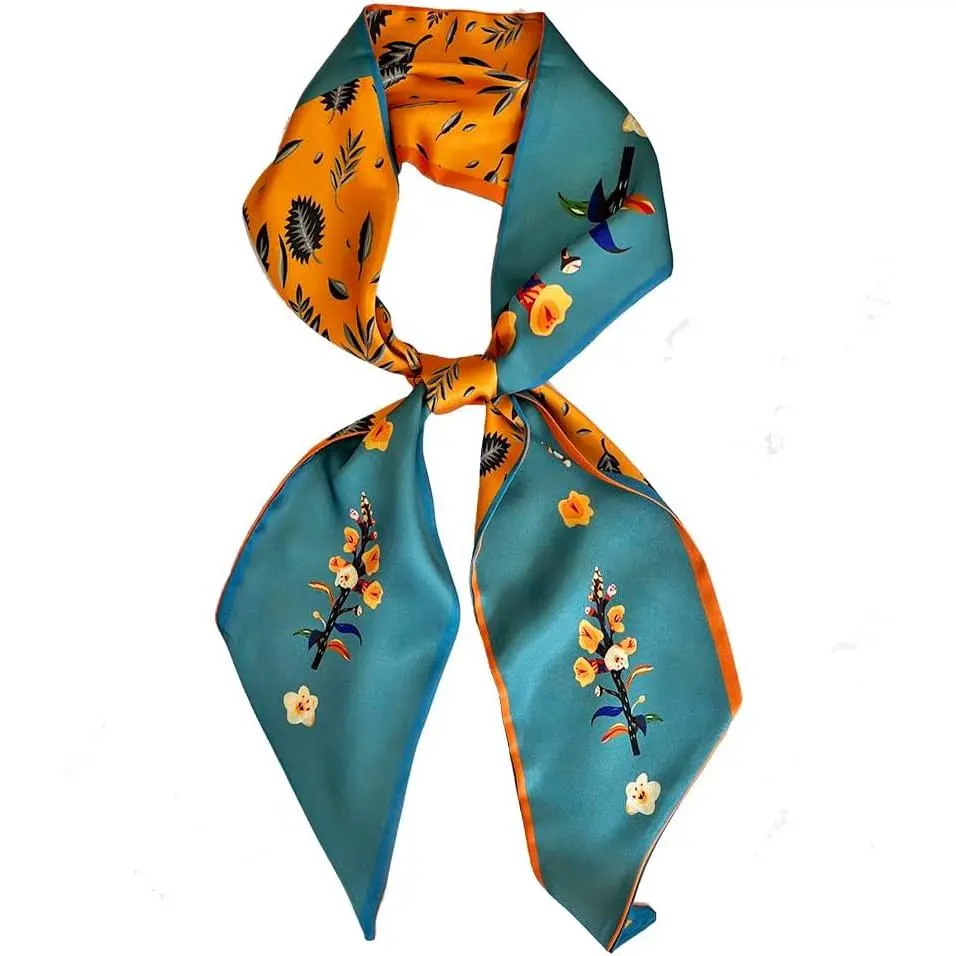Baby Girls' Silk Square Scarf, Lightweight Everyday Trending Print Headwrap, Neck Tie Fashion Accessory