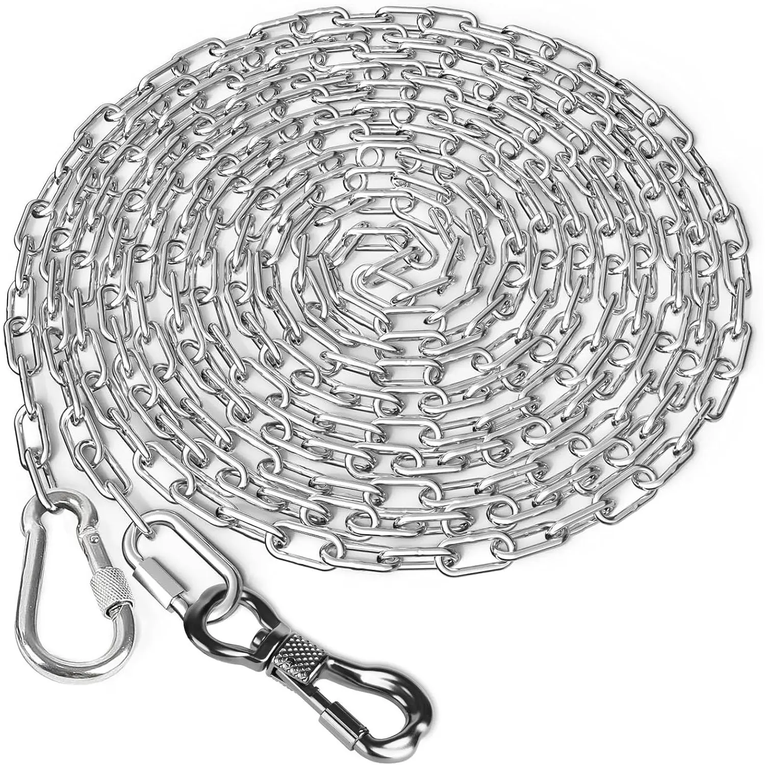 Heavy Duty Chew Proof Dog Chain Leash - 15FT 3MM Stainless Steel Tie Out Cable with Swivel Hook for Small Medium Dogs, Perfect for Outdoor Camping Hiking Yard Activities