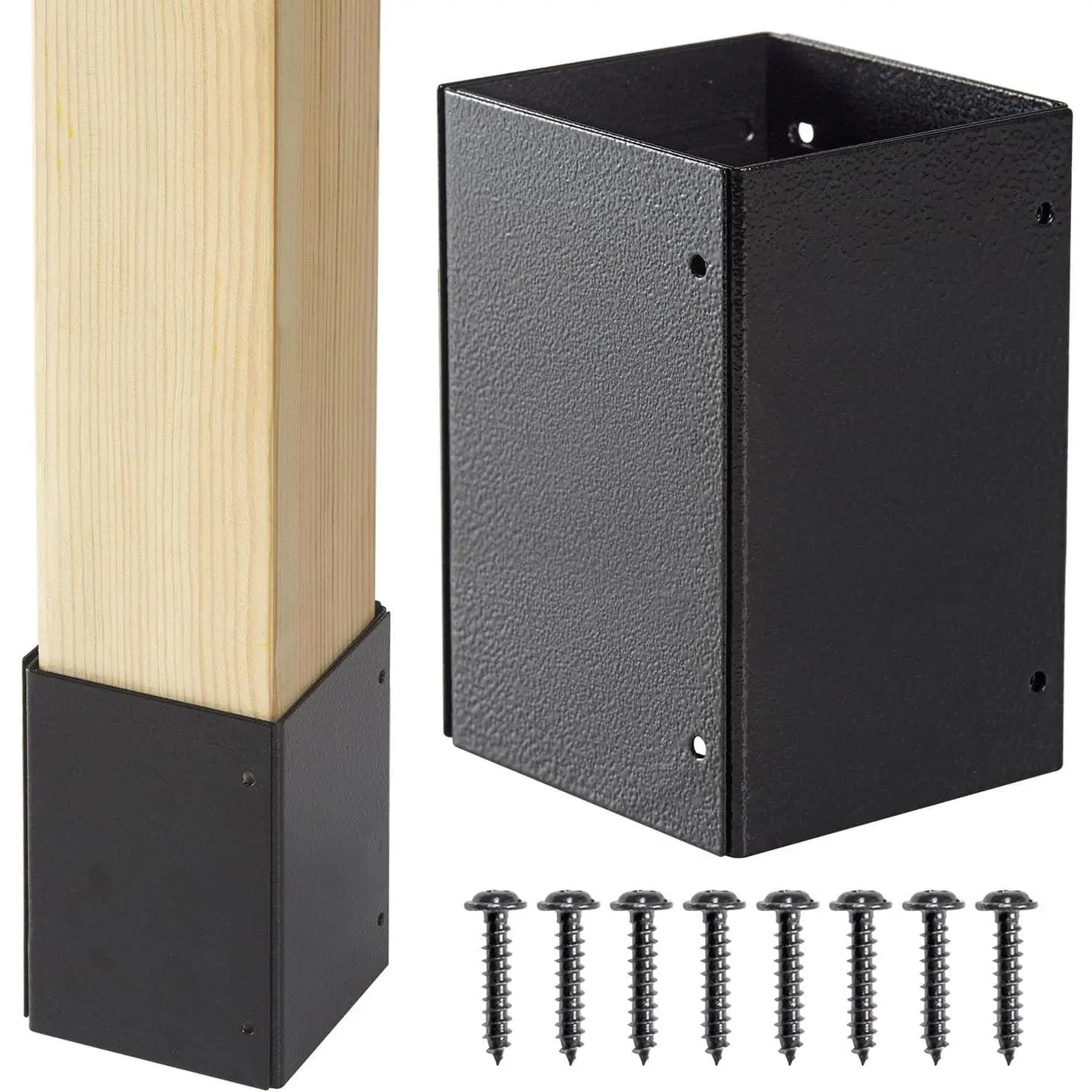 304 Stainless Steel Adjustable Post Protector (Range 3.3-6in), Protect mailboxes, Deck and Fences from rain and Damage to Maintenance Equipment (1set, Black)