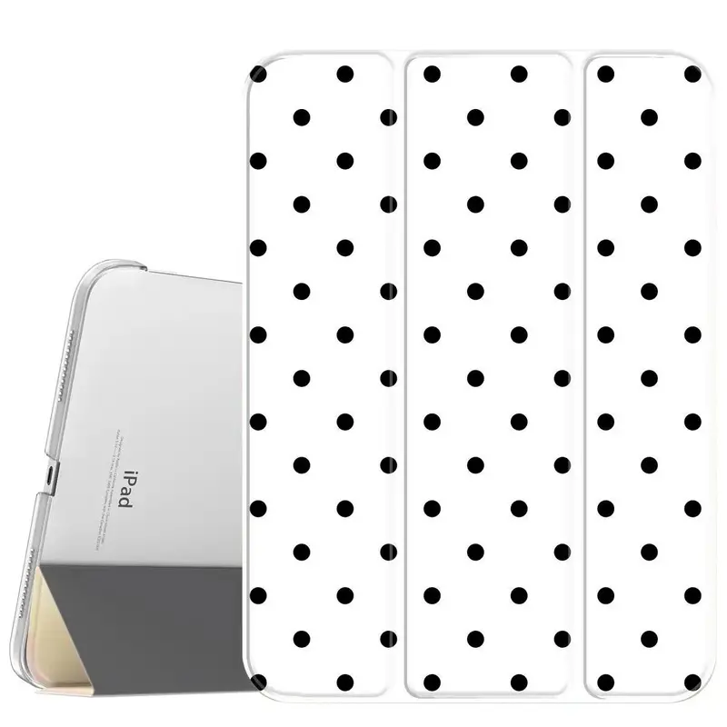 Classic Black Polka Dot Durable Leather Tablet Case - Slim Stand Accessory, Soft Translucent Frosted Back, Magnetic Pencil Holder, Microfibre Lining for Protection, Casing Compatible with iPad A16 2025, iPad Air 6, Samsung Galaxy Tab S9, Ipad Accessories