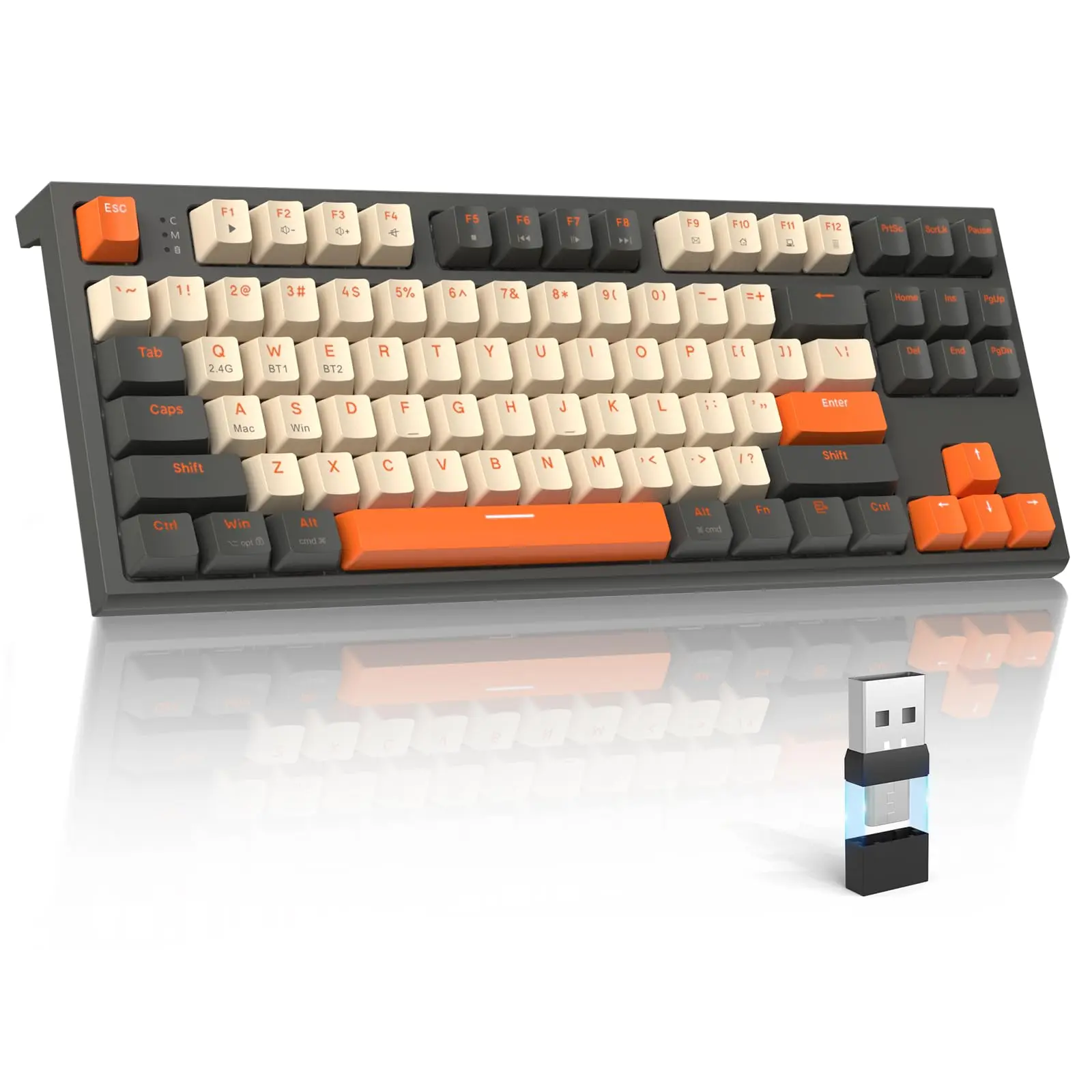 Wireless Mechanical Keyboard, 80% TKL Gasket Hot Swappable Custom Gaming Keyboard, Keyboard for iOS/Android