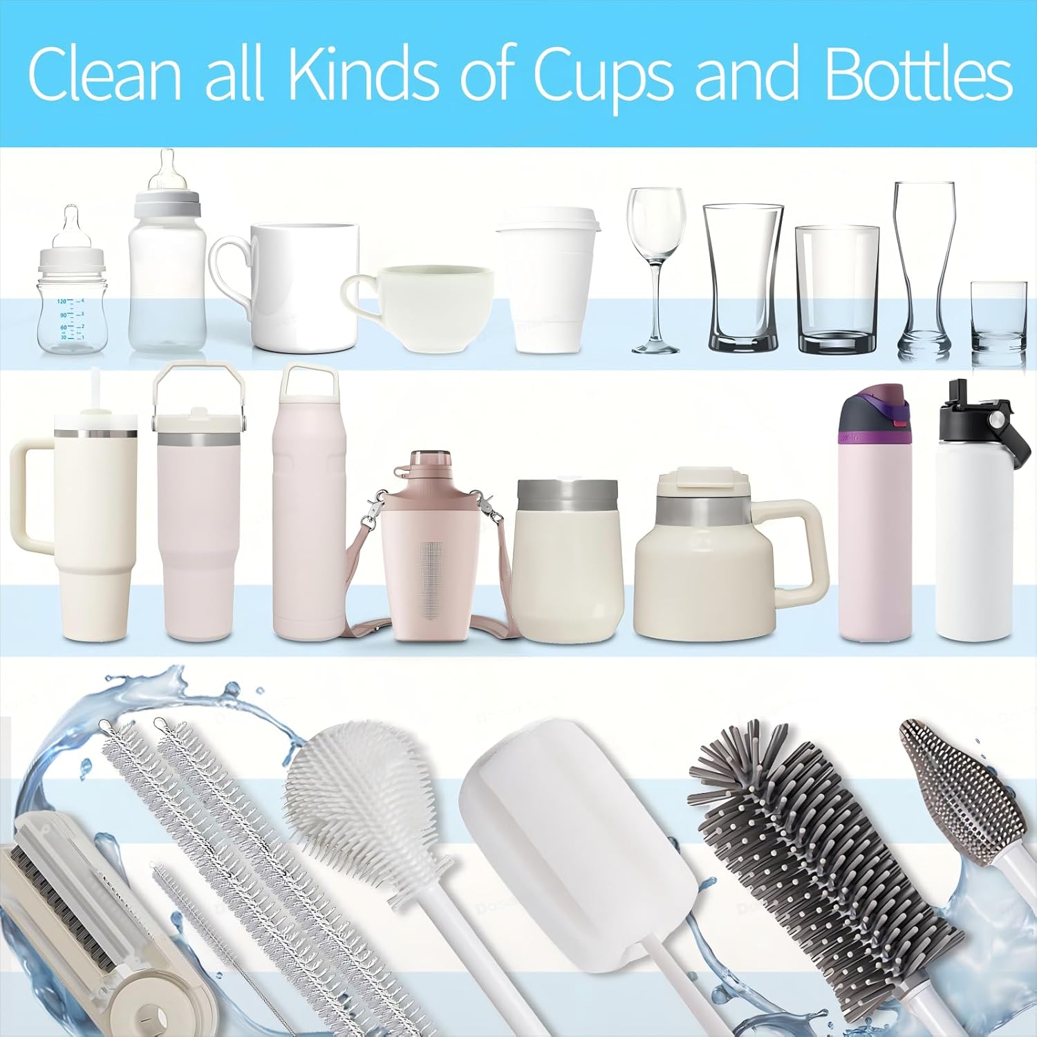 8 count Water Bottle Cleaner Brush - Multipurpose Cup Cleaner Kit with Long Nylon Straw Brush Long Handle Bottles Cleaning for Tumbler, Water Bottle, Glass 8 count Water Bottle Cleaner Brush - Multipurpose Cup Cleaner Kit with Long Nylon Straw Brush Long Handle Bottles Cleaning for Tumbler, Water Bottle, Glass
