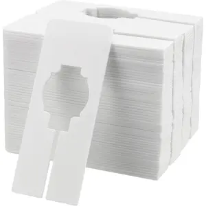 100 Pack 5 x 2 Inches Plastic Clothing Rack Dividers, Rectangular Closet Dividers, Blank Hanger Dividers Tags for Closet, Cloth Store, Department Stores, White