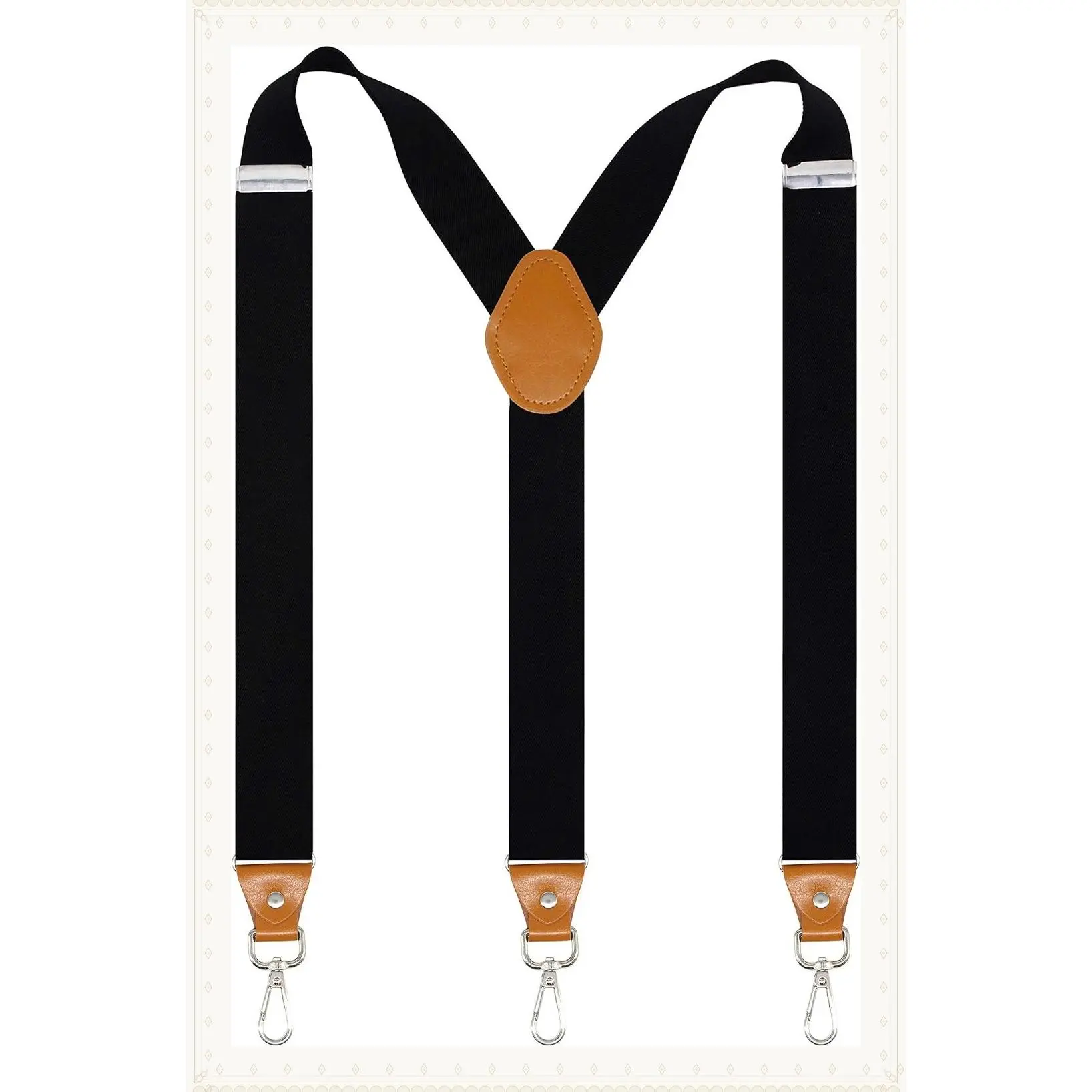 Men's Heavy Duty Adjustable Suspenders with 3 Swivel Hooks and Belt Loops - 1.4 Inch Wide BracesGift