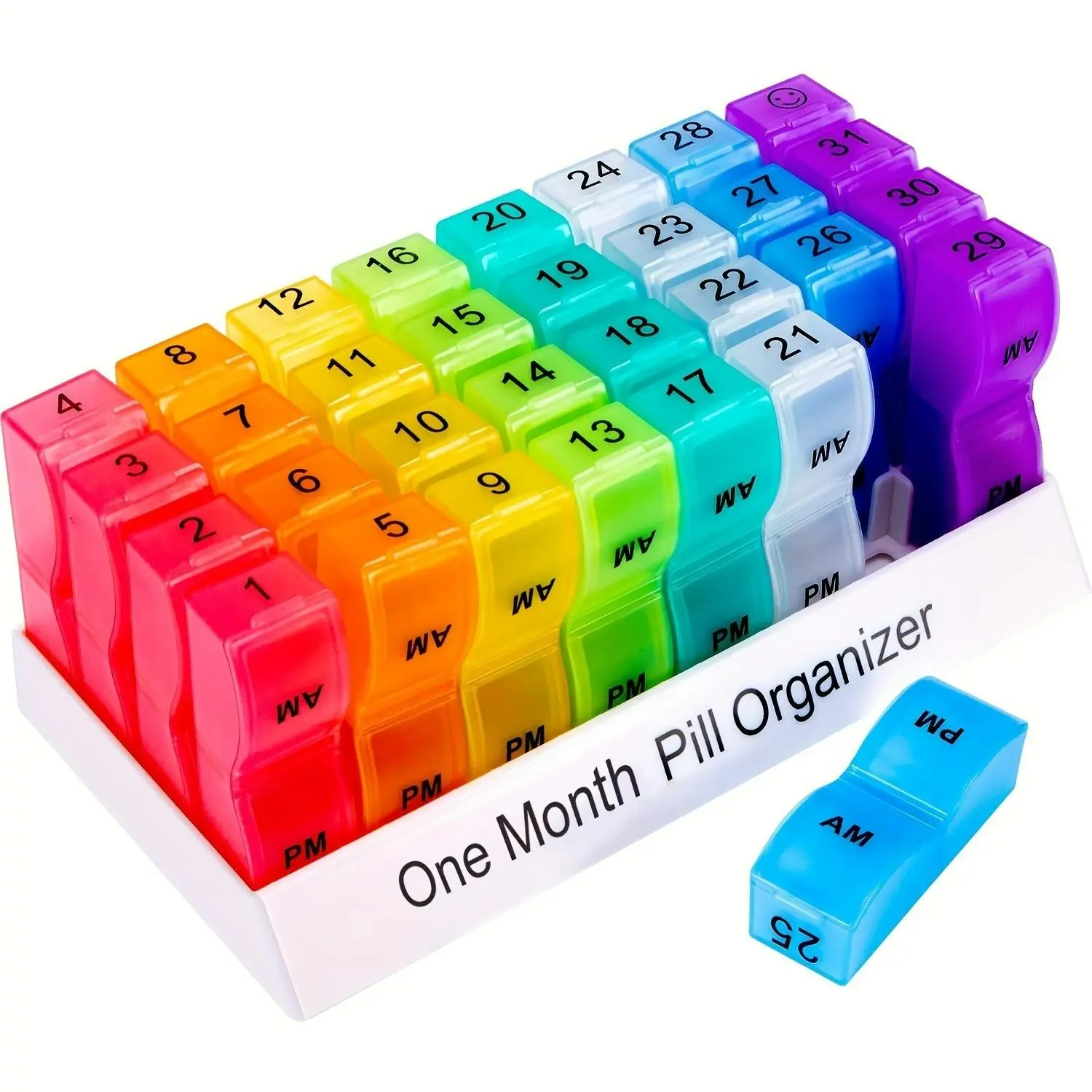 Monthly Pill Organizer 30 Days, Daily 2 Times, 31-Day Pill Box, Travel 4-Week Pill Container, Portable Vitamin Organizer, for Fish Oil, Medications, Supplements