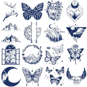 Semi-Permanent Tattoos for Women Girls - Realistic Mountain Butterfly Temporary Tattoos/Waterproof/Lasts 1-2 Weeks/Fades Naturally/Body Art Stickers