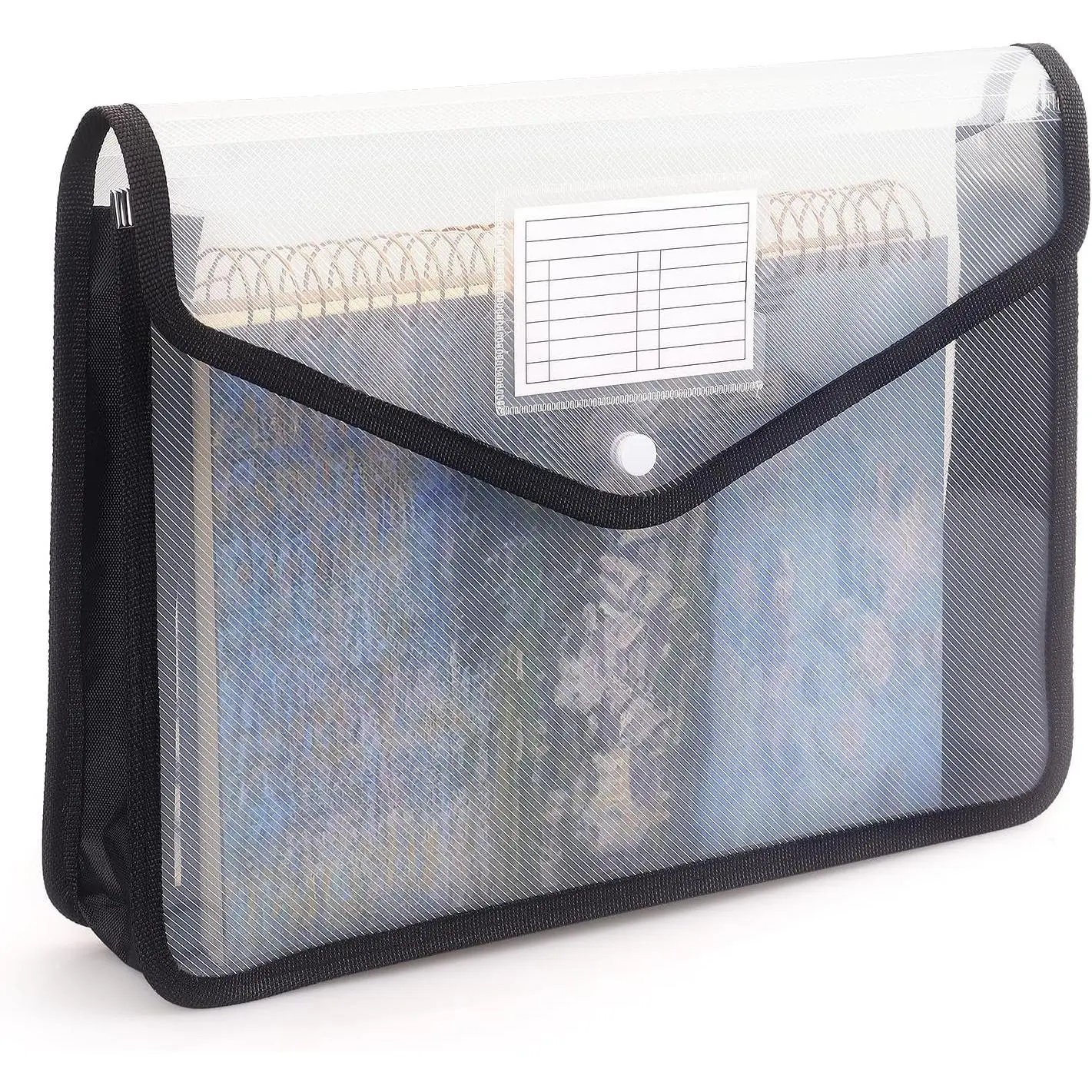 Plastic Expanding File Folder Transparent envelopes with Snap Closure No Dividers Large Capacity Fit Letter/A4 Size Black