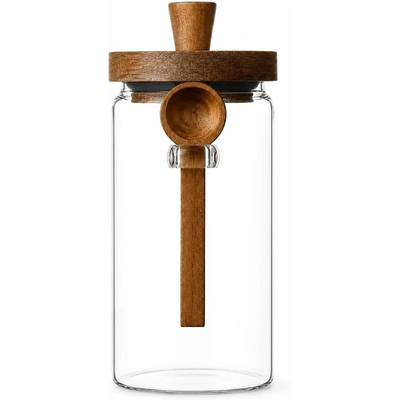 ANSQU 34 Fl oz Glass Jar with Spoon, Airtight Coffee Bean Container