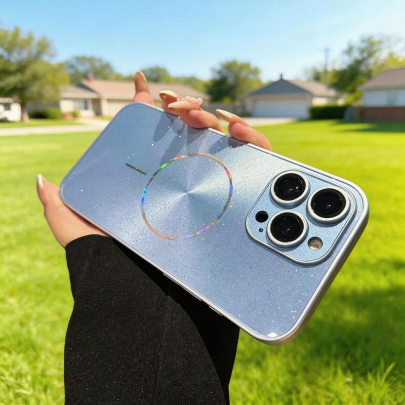 Luxury CD Texture Laser For Magsafe Lens Protector Case For iPhone 17 Air 16 15 14 13 12 Pro Max Wireless Charge Glitter Cover