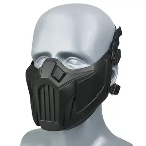 Realistic Steel Warrior Half Face Mask, Dual Headbands for Solo or Helmet Use, Adult Party and Performance Accessory, Costume Mask, 1 Piece