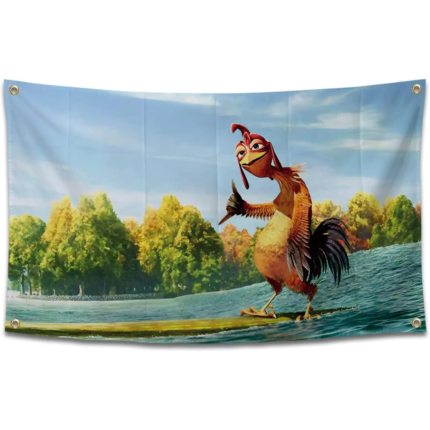 Chicken Flag Funny Poster Durable Man Cave Wall Flag with 4 Brass Grommets 3x5 Feet Tapestry for College Dorm Room Decor,Outdoor,Bedroom, Parties gifts, travel, filming,events,festivals.. high-resolution banner