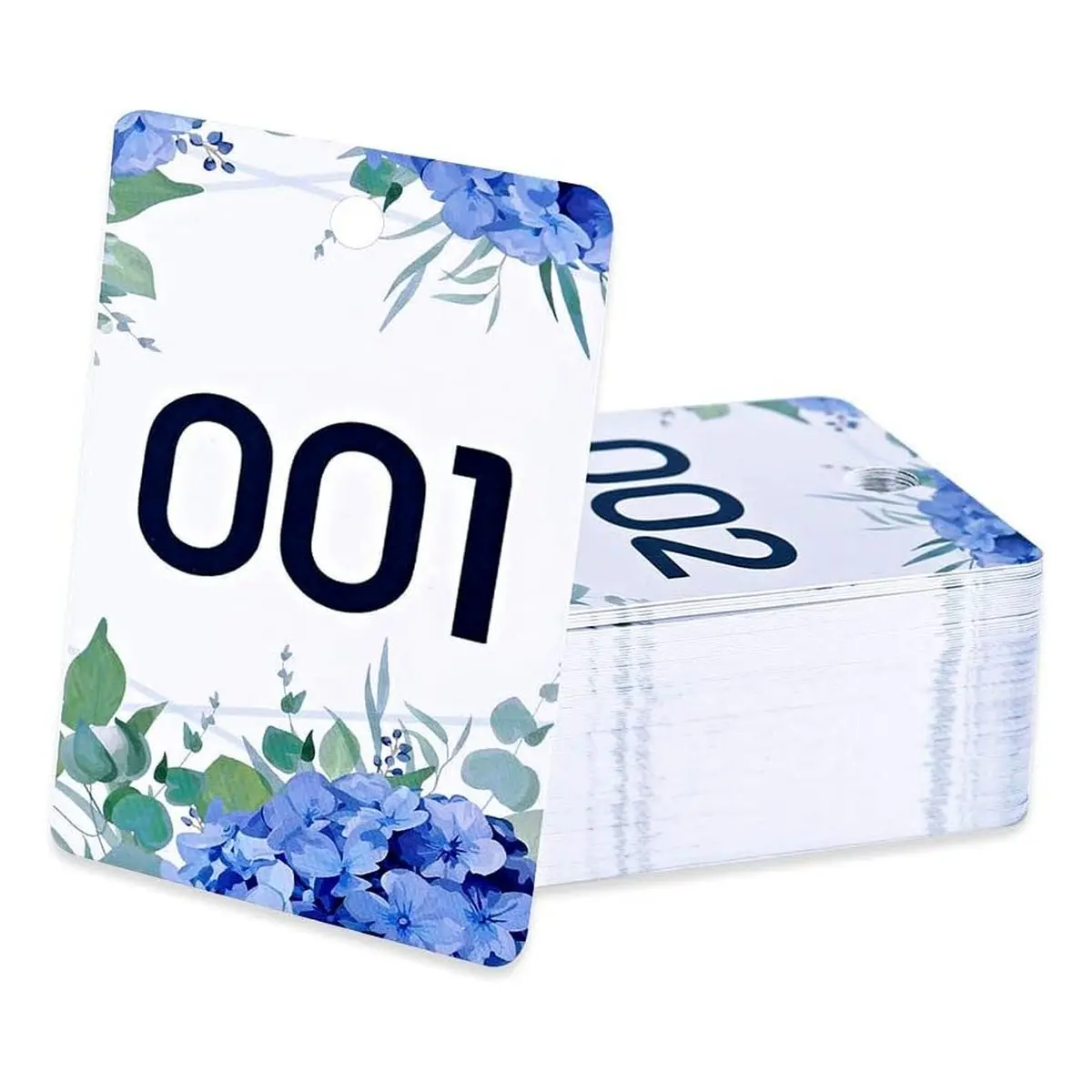 Live Sale Number Cards, Floral Purple Reusable Hanger Tags 001-100, Normal and Reverse Mirror Image for Clothes Coat Check Tickets