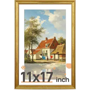 11x17 Picture Frame, Antique  Frames Display 9x15 with Mat or 11 x 17 Poster Without for Vertical or Horizontal Wall Decor, 1pack