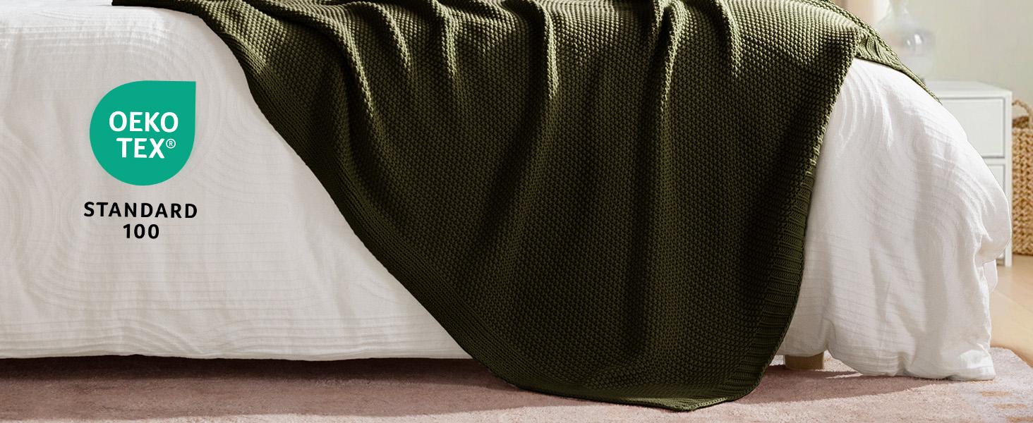 Blunique 100% Cotton Plain Knit Throw Blanket - Soft Cozy, Lightweight, Breathable Cable Knit - Decorative Blanket for Bed, Sofa - Home Decor Ideal Summer Gift Blunique 100% Cotton Plain Knit Throw Blanket - Soft Cozy, Lightweight, Breathable Cable Knit - Decorative Blanket for Bed, Sofa - Home Decor Ideal Summer Gift