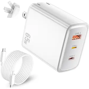65W USB C Charger with 6FT  for Super   60W for  S26 Ultra S25 A17 A16 3 Port Foldable Wall Plug Power Adapter for  17 16 15 Pixel 10a 9a 9 USB-C to Type C PD Charge Cord