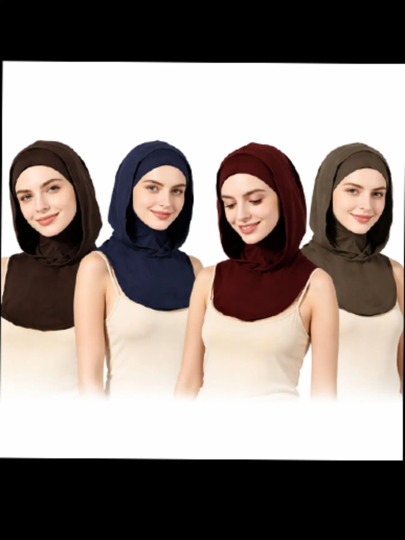 4-Piece Muslim Double-Layer Hijab Set, Elegant Cap Headscarf for Ramadan, High-Quality Festival Accessory, Women's Fashion Gift