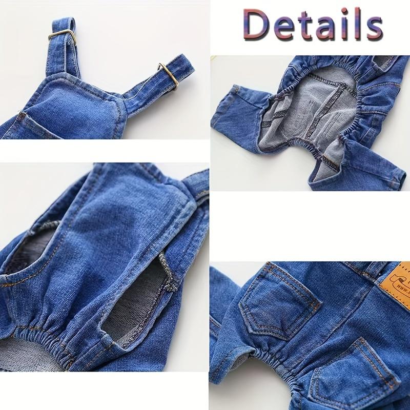 Fits XS to XL Sizes Pet Dog Denim Overalls - Suitable for All Seasons, Perfect for Small Breeds