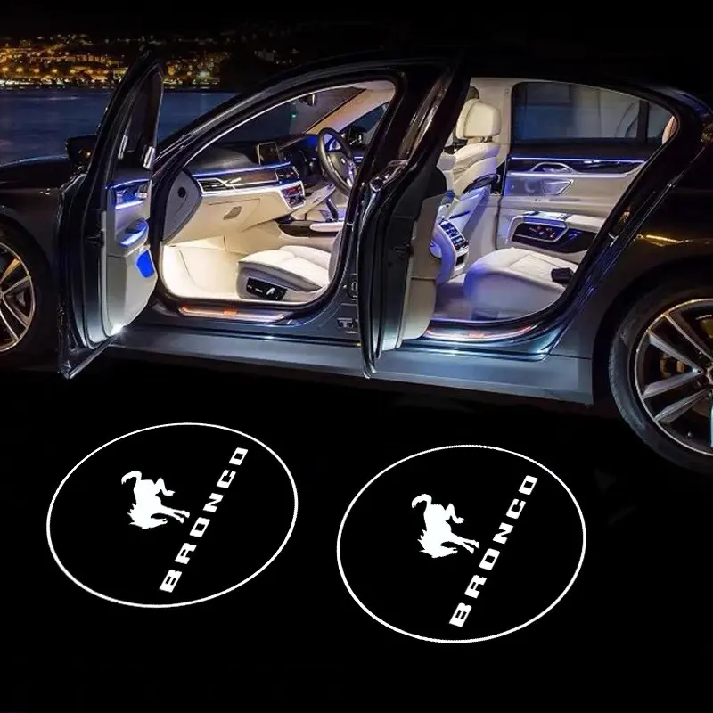2PC Led Car Door Welcome Light Logo Shadow Projector Laser Lamp For Ford Bronco Sport ST RS STLine Focus MK2 MK3 MK4 Mustang GT SHELBY Mondeo Auto Accessories