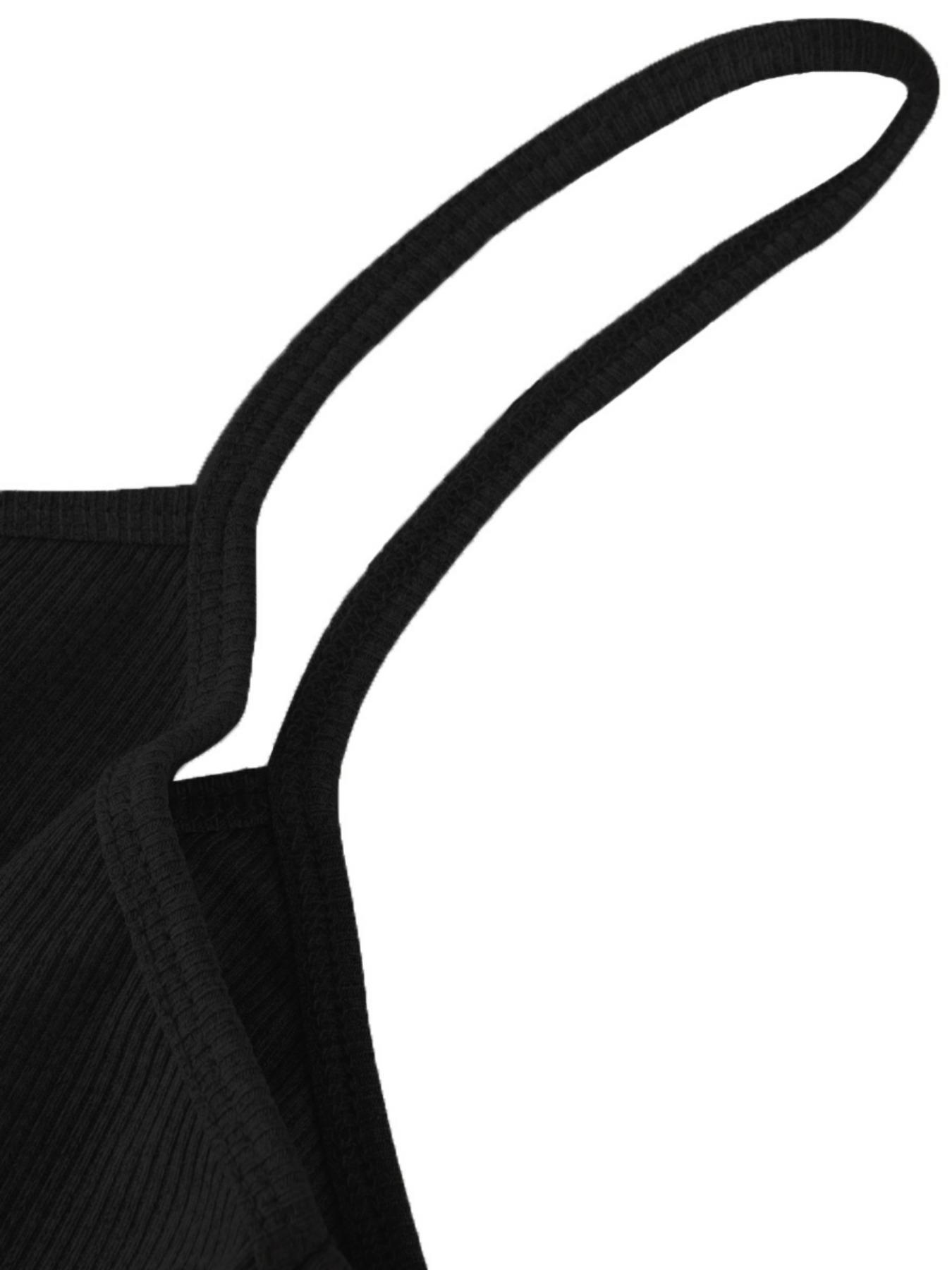 Women's Solid Color / Heart Print Notched Neck Cami Ribbed Romper, Casual Basic Spaghetti Strap Sleeveless High Waist Skinny Romper for Summer, Ladies Clothes for Daily Wear