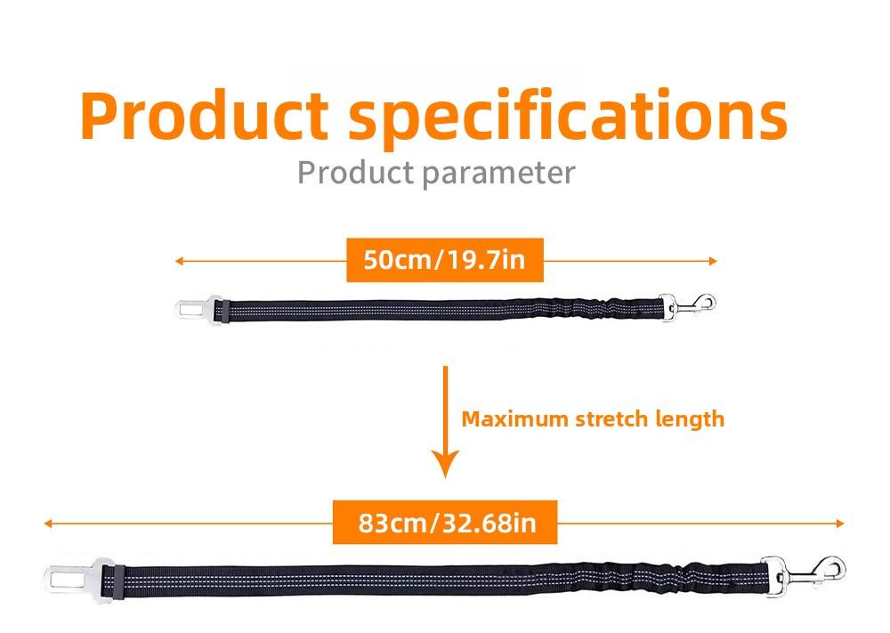 Pet car seat safety belt, elastic retractable dog safety rope, dog leash, reflective dog rope, vehicle-mounted pet supplies