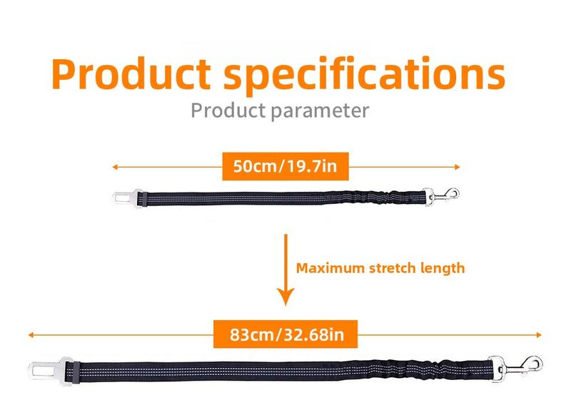 Pet car seat safety belt, elastic retractable dog safety rope, dog leash, reflective dog rope, vehicle-mounted pet supplies