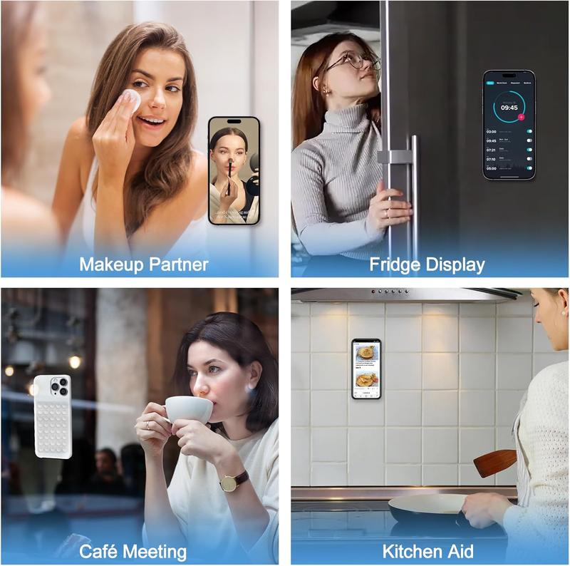 2 Pack Silicone Octo Cup Buddy Sticky Grip Holder for Cellphone, Silicone Suction Cup Phone Case Mount Double Sided, Hands-Free Phone Accessories Strong Grip Holder for Selfie and Video (White)