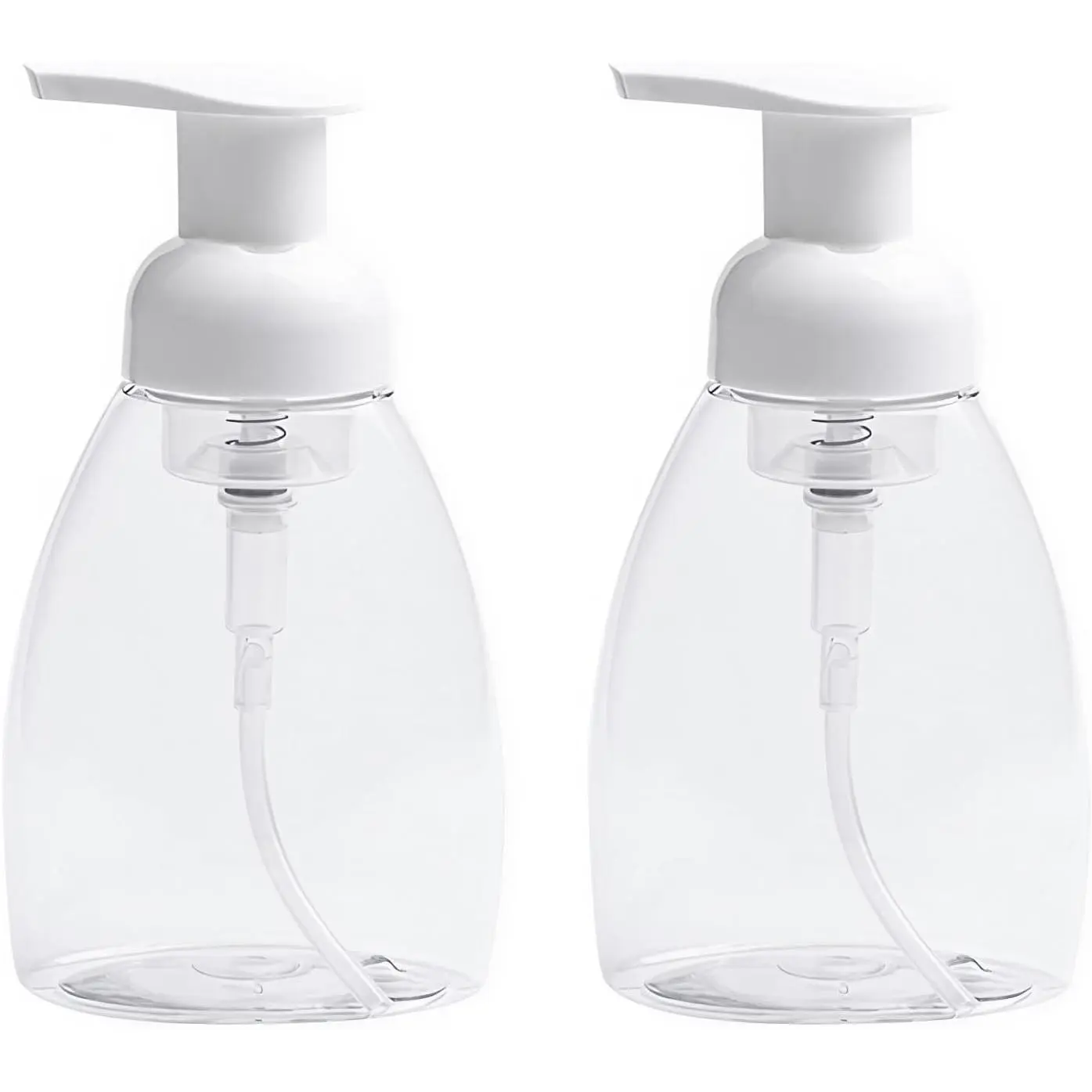 2-Pack Foaming Soap Dispenser Pump Bottles, Hand Soap Dispenser with Refillable Plastic Container for Shampoo for Bathroom & Kitchen-Clear,8 oz(250ml)