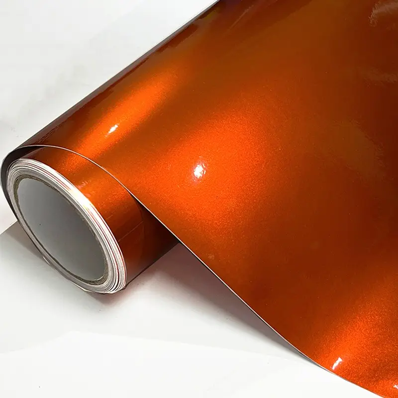 ltra Glossy Amber Orange Glitter Metallic Vinyl Wrap Film Roll With Air Release Self Adhesive Car Motorcycle DIY Decal Sticker Car Wraps Sticker For Cars