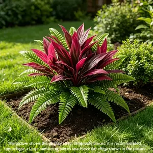 Latest Palm Leaf Dracaena with Artificial Maidenhair Fern, Outdoor Greenery Decor, Home Office Balcony Garden Decoration