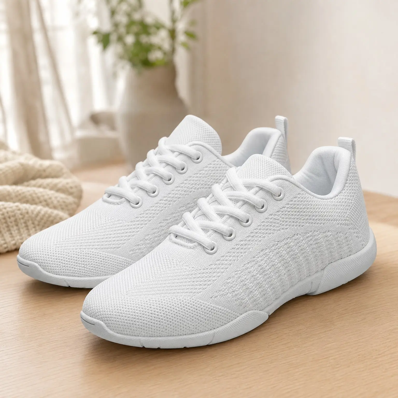 White Breathable Girls Cheerleading Shoes - Youth Cheer Competition Sneakers for Athletic Training Dance Tennis Walking(Gift)