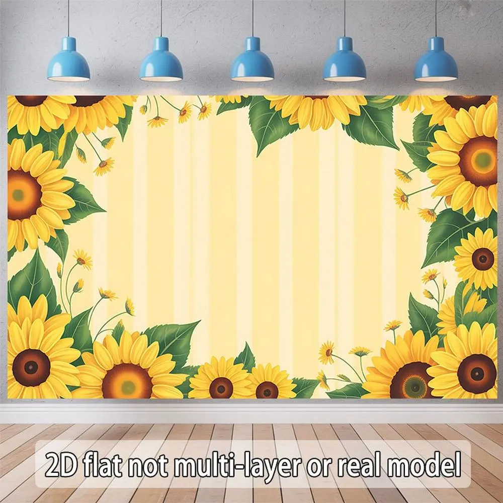 1pc 2D Flat Elegant Sunflower Border Polyester Banner - Indoor/Outdoor Wall Hanging for Wedding, Party Decor, Perfect Gift for Party Planners