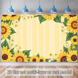 2D Flat, 1pc Elegant Sunflower Border Banner Suitable for Parties, Weddings, Seasonal Decor - Polyester Sunflower Wall Hanging for Indoor/Outdoor Celebrations, Perfect Gift for Party Planners, Sunflower Party D