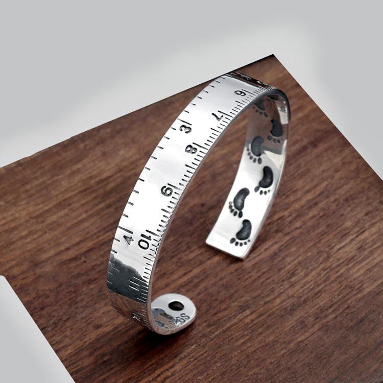 Unique Footprint Measurement Ruler Bracelet Vintage Roman Numeral Cuff Adjustable Boho Chic Jewelry Gift for Her Fashion Accessory