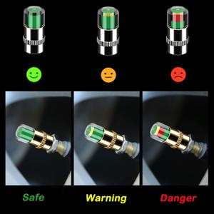 [4 Counts] Automobile Wireless Tire Pressure Cap Valve Tire Pressure Gauge Monitor External Tire Cap Vacuum Pressure Detection Warning Cap