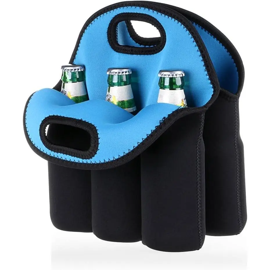 6 Pack Bottle Can Carrier Tote Insulated Neoprene Baby Bottle Cooler Bag Water Beer Bottle Holder for Travel with Secure Carry Handle