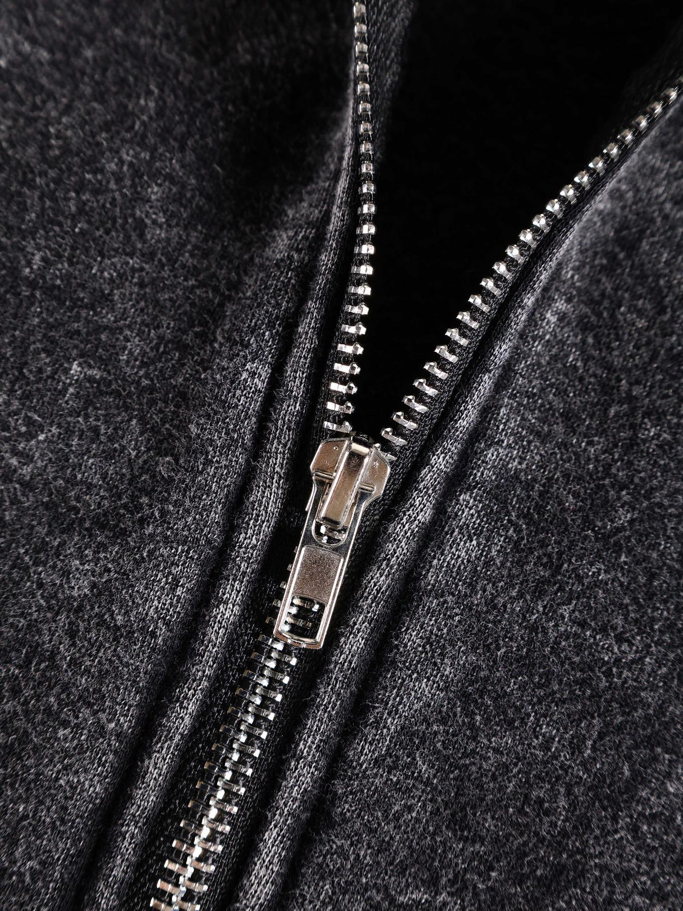 Cotton men's street Y2K retro style washed hooded zipper sweatshirt fashionable casual men's tops, men's long-sleeved velvet autumn and winter jacket