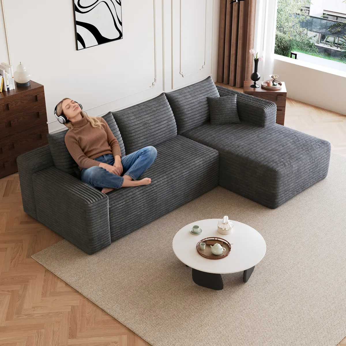 Dark Grey+Right Facing Chaise