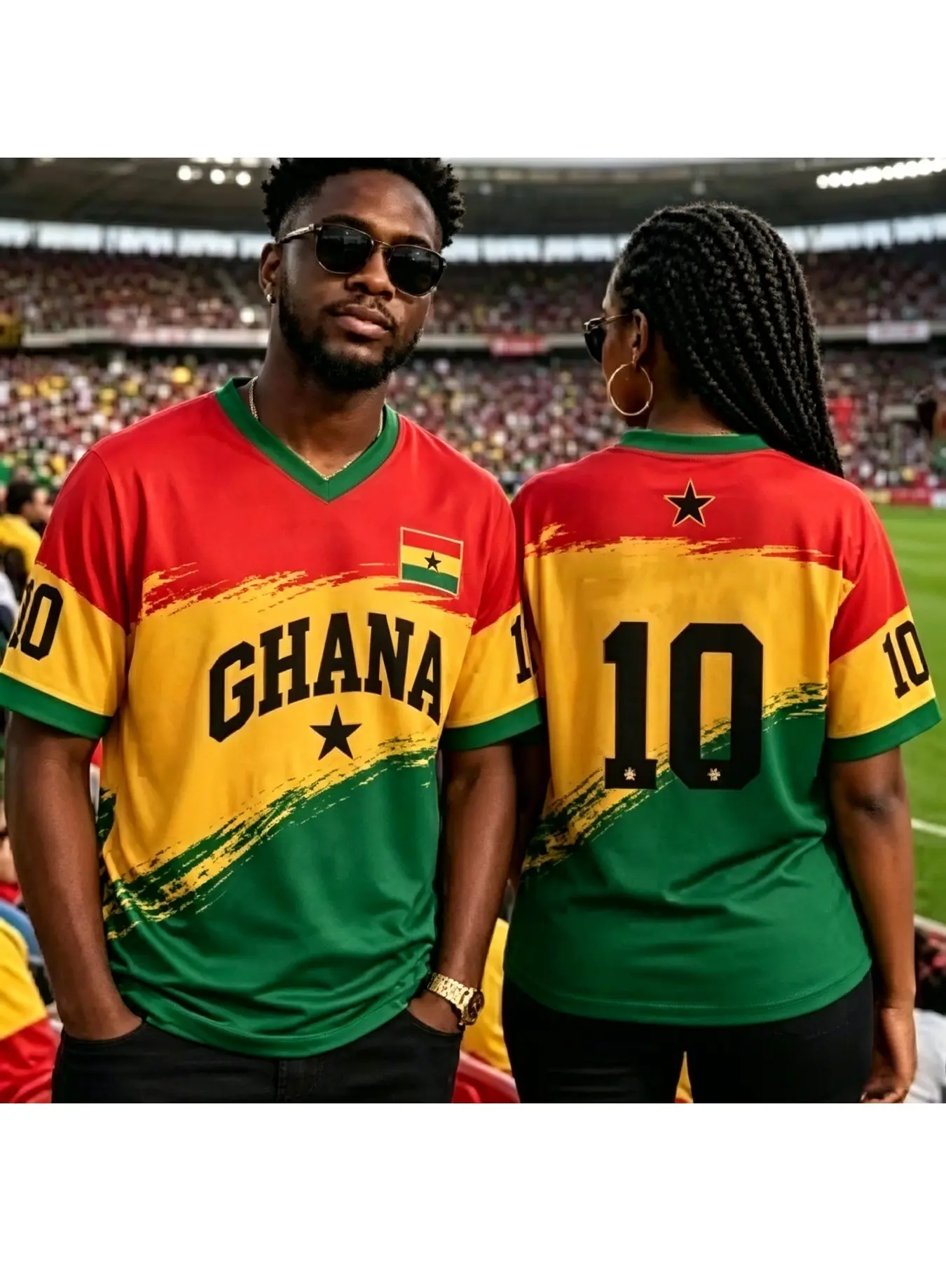 2026 Ghana Flag 3D Print Unisex Short Sleeve Round Neck Football T-Shirt, Casual Loose-Fit Long Top, Outdoor Sports Fan Apparel, Athletic Top, Football Tee