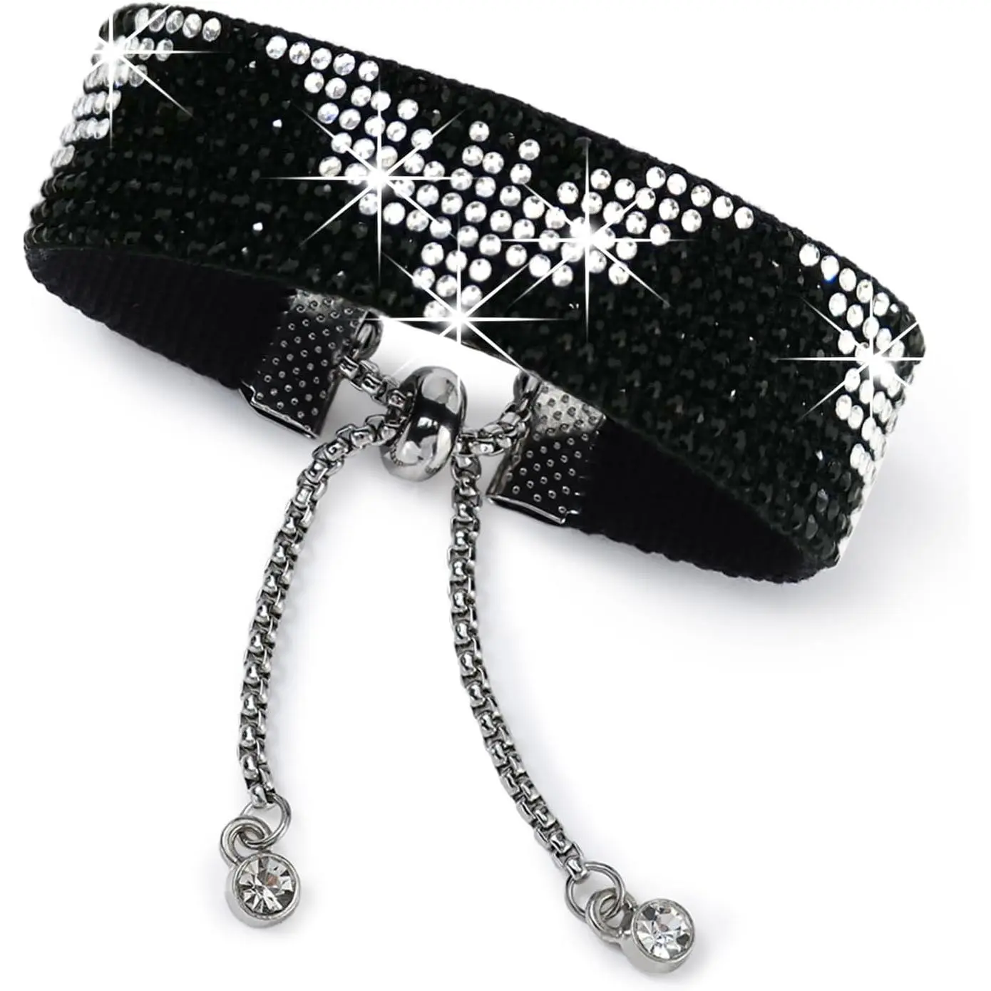 Gothic Rhinestone Bracelet for Women - Sparkly Y2K Skull Bat  Charm , Adjustable Black Woven Cuff, Punk Emo Alt Aesthetic Accessories, Edgy Statement  for Her