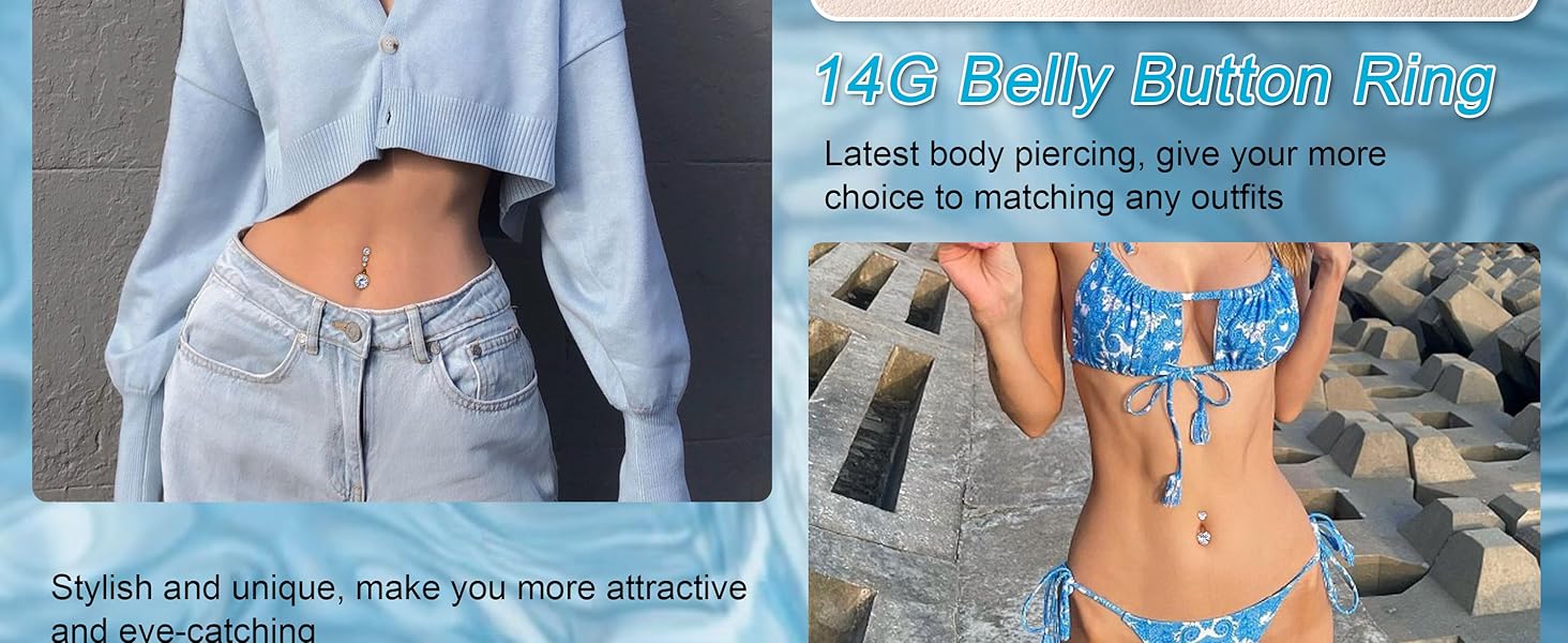 YADOCA 9 Pcs Gold Belly Button Ring - Surgical Stainless Steel Floating CZ Opal Heart Clicker Belly Piercings for Women Navel Belly Piercings Jewelry Pack Silver/Gold