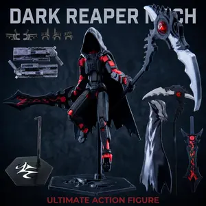 DIY Assemble Soul Reaper Multi-Jointed Action Figure, 3D Printed Armor Model, Includes Scythe Cape Weapon Set, Stress Relief Building Toy