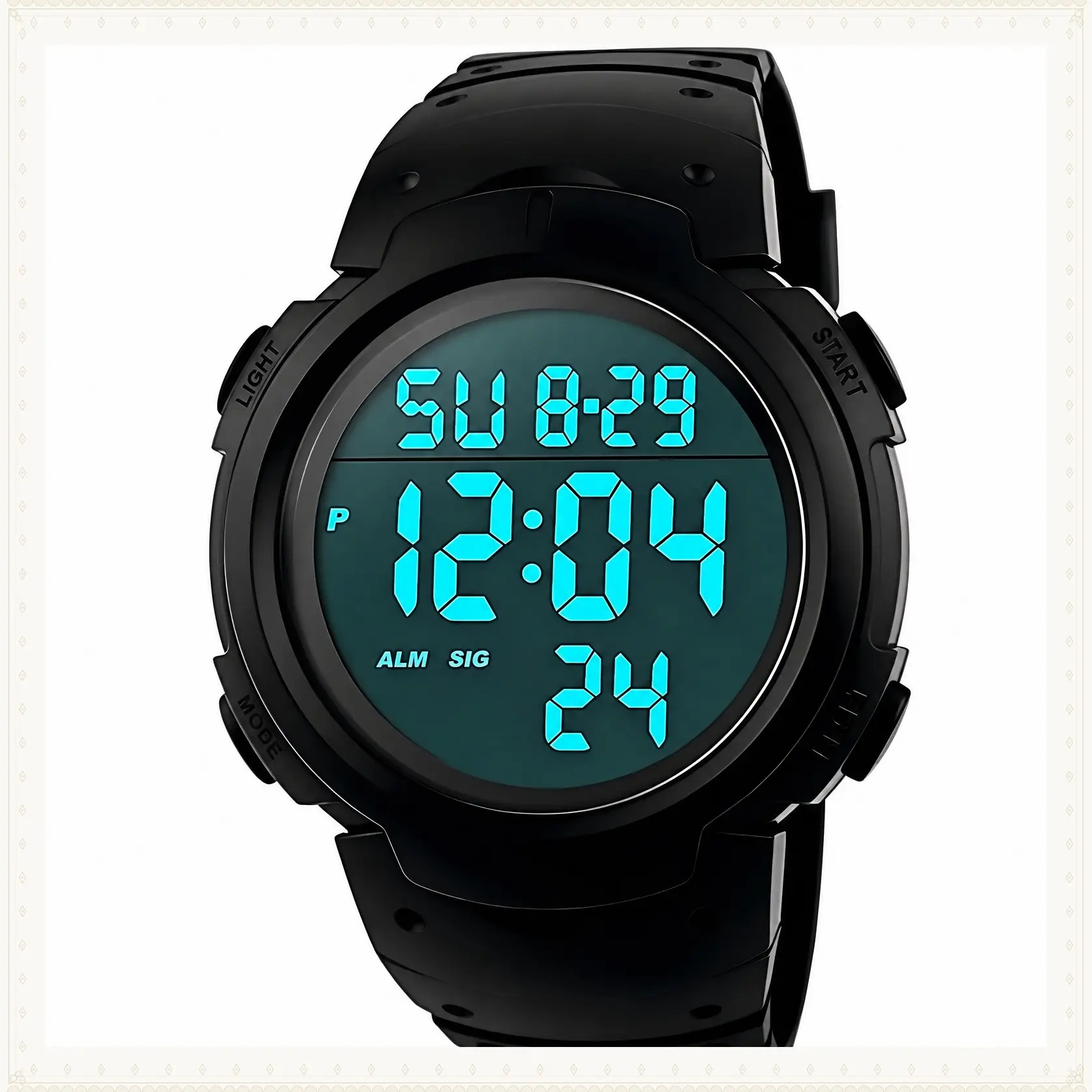 Men's Digital Sports Watch, Waterproof LED Screen Large Face Military WristwatchGift