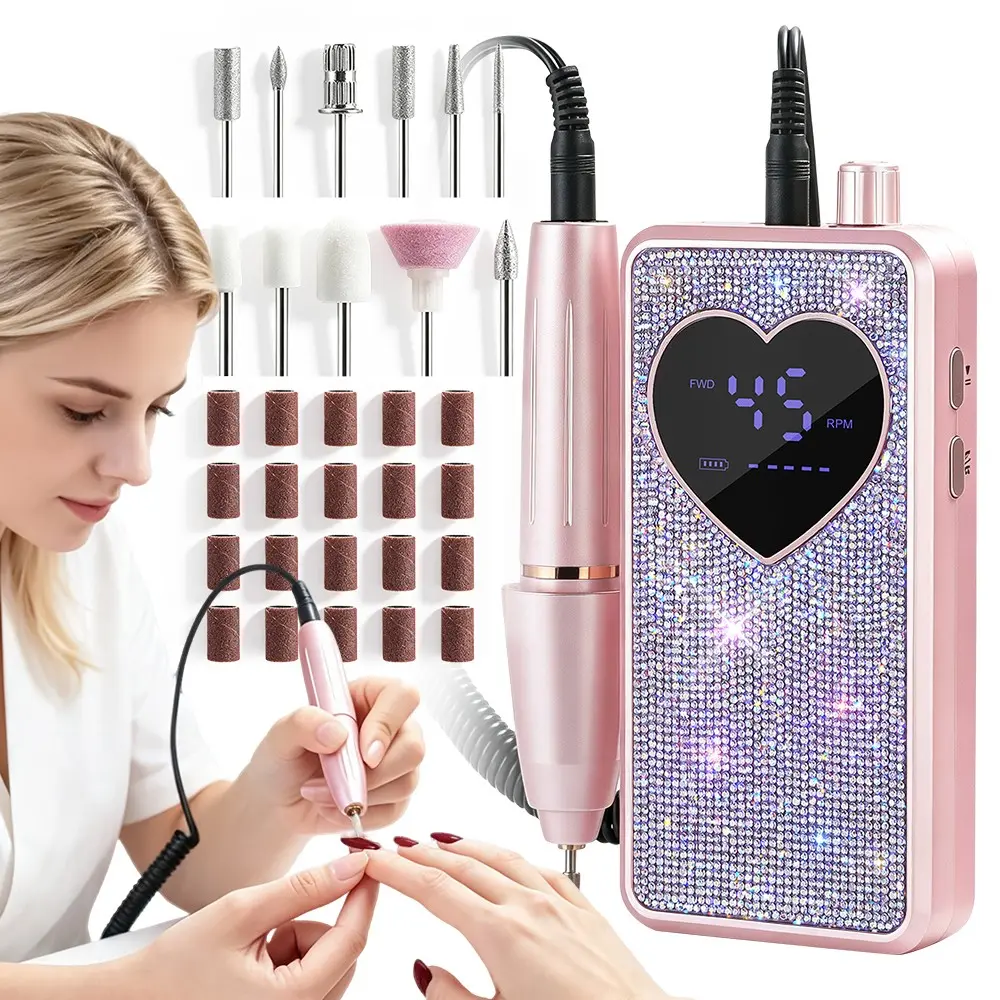 Rechargeable Electric Nail Drill, Diamond Design, 45000 Rpm, 1600mah Battery, Portable Nail File, Gel Nail Care Kit, Nail Art
