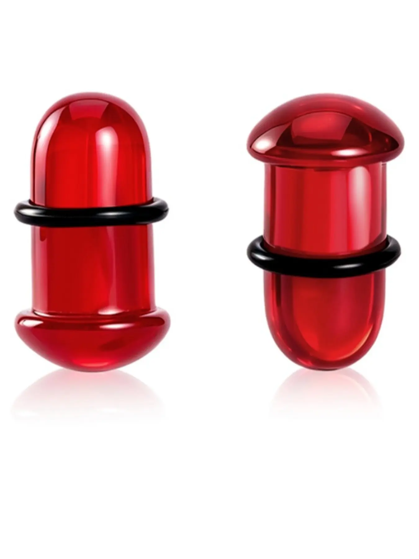 vanku 2pcs red Glass Ear Gauges Stretching Kit, 1.2-10mm Short Taper Expander, Casual Daily Wear, Plain Design, Body Piercing Jewelry