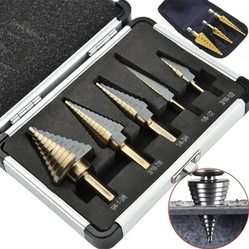 HSS COBALT Step Drill Bit Set, 50-Size Drill Bit Set with Aluminum Case/Pouch for Woodworking, Metalworking and Drilling, Suitable for Concrete and Other Materials Drill Bits Kit