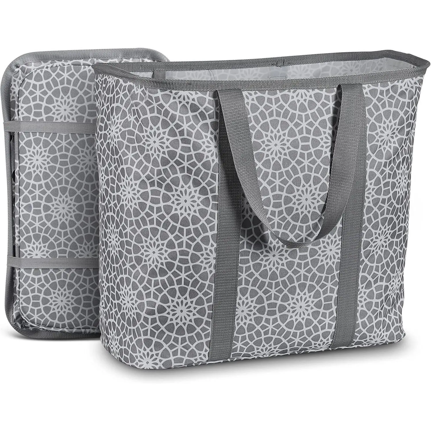 Collapsible Laundry Caddy 80L Large Foldable Laundry Basket Grey Collapsible Laundry Hamper Fabric Laundry Tote with Handles and Sturdy Pop-Up Wire Frame